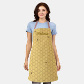 Honeycomb Bee Beekeeper Yellow Personalized Apron Schort (Gedragen)