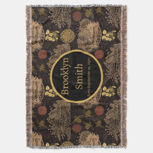 Honeycomb Bee Black Nursery Deken (Voorkant Verticaal)