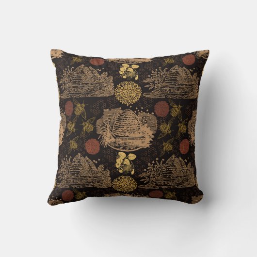  Honeycomb Bee Black Nursery Kussen (Achterkant)