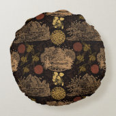 Honeycomb Bee Black Nursery Rond Kussen (Achterkant)