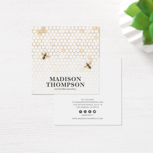 Honeycomb Bee Earring Display Vierkante Visitekaartjes (Bureau)