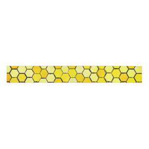 Honeycomb Bee Geëerd Grosgrain Lint