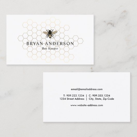 Honeycomb Bee Keeper Visitekaartje (Voorkant / Achterkant)