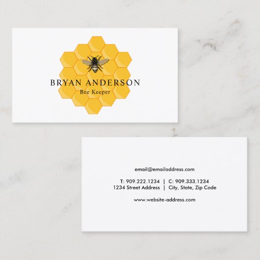Honeycomb Bee Keeper Visitekaartje (Voorkant / Achterkant)