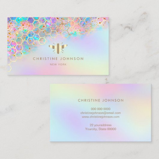 Honeycomb Bee kleurrijk ontwerp Visitekaartje (Voorkant / Achterkant)