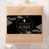 Honeycomb Bee Raw Honey Label Zwart Verzendlabel (Insitu)