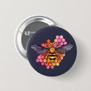 Honeycomb Bee Ronde Button 5,7 Cm