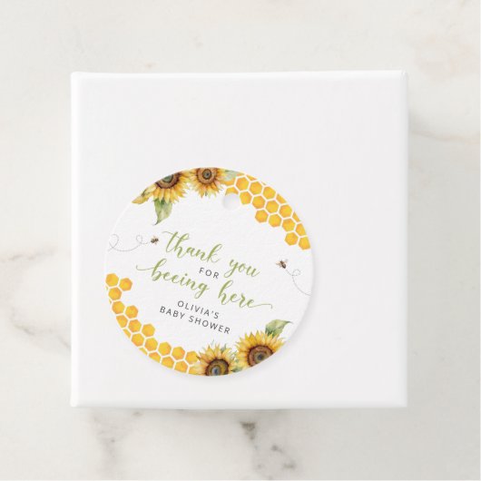Honeycomb Bee Summer Baby shower Dank u Bedankjes Labels (In situ)