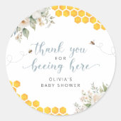 Honeycomb Bee Summer Baby shower Dank u Ronde Sticker (Voorkant)