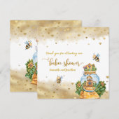HoneyComb Bee Theme Baby shower Dank u Kaart (Voorkant / Achterkant)