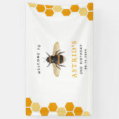 Honeycomb Bee Theme Birthday Party Welkom Spandoek (Verticaal)