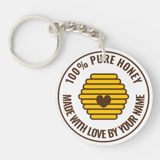 Honeycomb beehive round keychain for beekeeper (Voorkant)