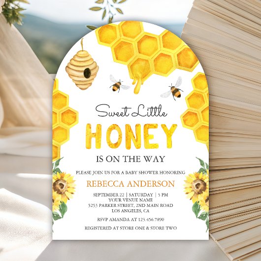 Honeycomb Beehive Sweet Honey Bee Baby Shower Kaart
