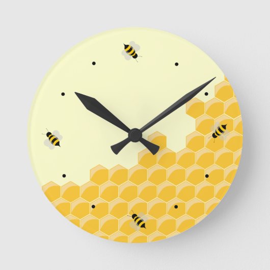 Honeycomb Bees Fun Wall klok (Voorkant)