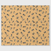 Honeycomb bij grote bijenkolonie cadeaupapier (Vlak)