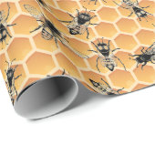 Honeycomb bij grote bijenkolonie cadeaupapier (Rol Hoek)