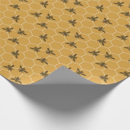 Honeycomb bijen Amber Cadeaupapier (Hoek)