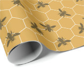 Honeycomb bijen Amber Cadeaupapier (Rol Hoek)