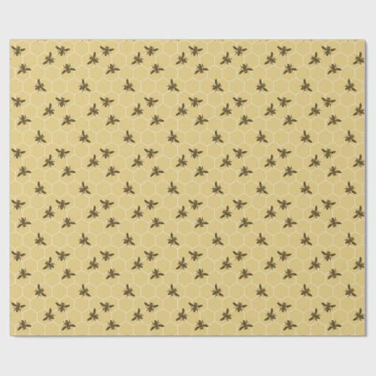 Honeycomb bijen satin Gold Cadeaupapier (Vlak)