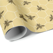 Honeycomb bijen satin Gold Cadeaupapier (Rol Hoek)