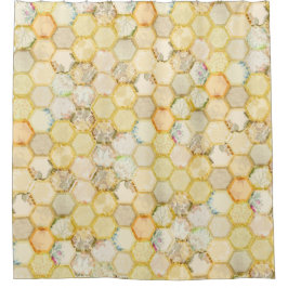 Honeycomb bijenkorf  bloemen bijen douchegordijn