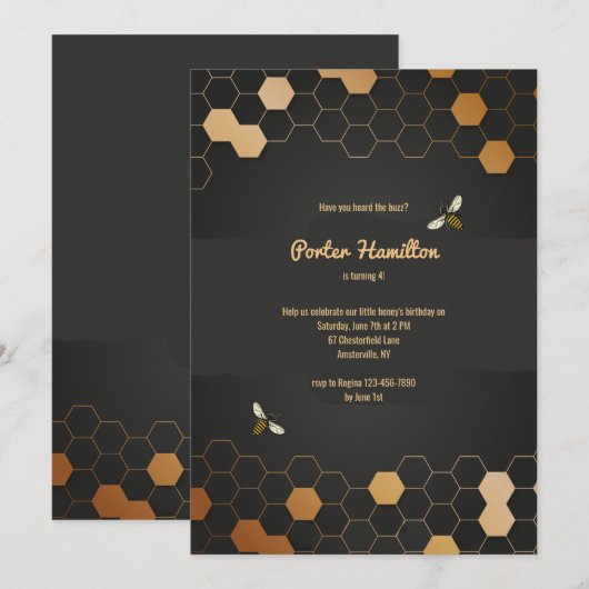 Honeycomb Birthday Party Invitations Kaart (Voorkant / Achterkant)