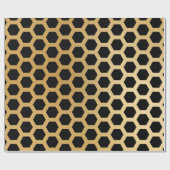 Honeycomb Black en Gold Abstract Geometric Cadeaupapier (Vlak)