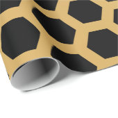 Honeycomb Black en Gold Abstract Geometric Cadeaupapier (Rol Hoek)