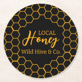 Honeycomb – Black or White Background Ronde Kartonnen Onderzetter