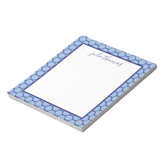 Honeycomb Blue en Navy Notepad Notitieblok (Linkerzijde)