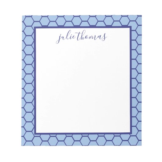 Honeycomb Blue en Navy Notepad Notitieblok (Voorkant)