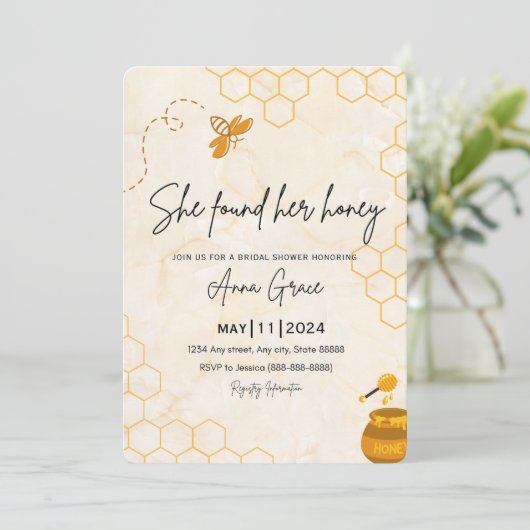 Honeycomb bruids douche uitnodiging (Staand voorkant)