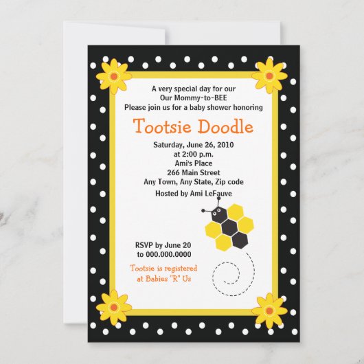 Honeycomb Bumble Bee 5x7 Baby shower Uitnodiging (Voorkant)