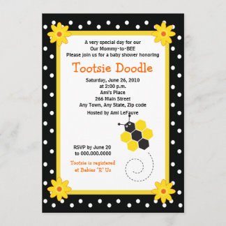 Honeycomb Bumble Bee 5x7 Baby shower Uitnodiging