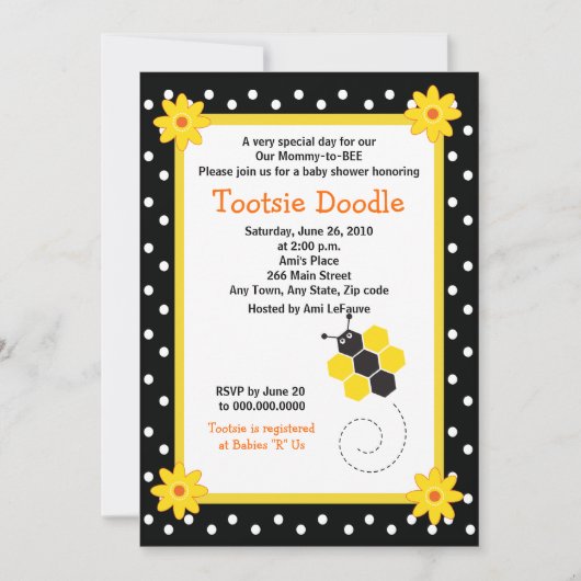 Honeycomb Bumble Bee 5x7 Baby shower Uitnodiging (Voorkant)