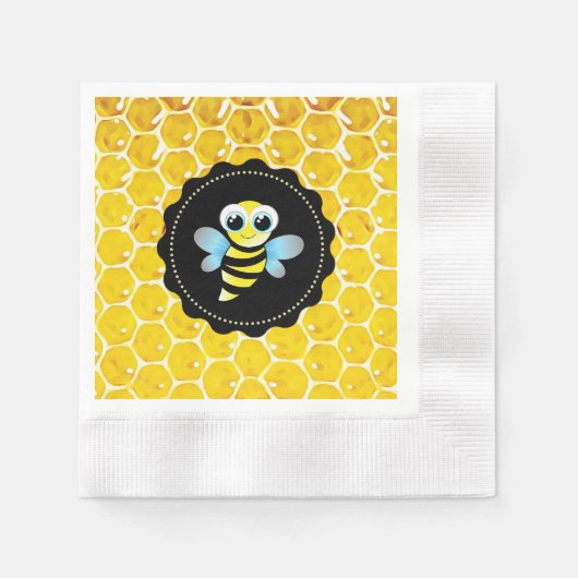 Honeycomb Bumble Bee Baby shower Napkins Servet (Voorkant)
