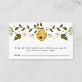Honeycomb Bumblebee Baby shower Diaper Raffle Informatiekaartje (Voorkant)