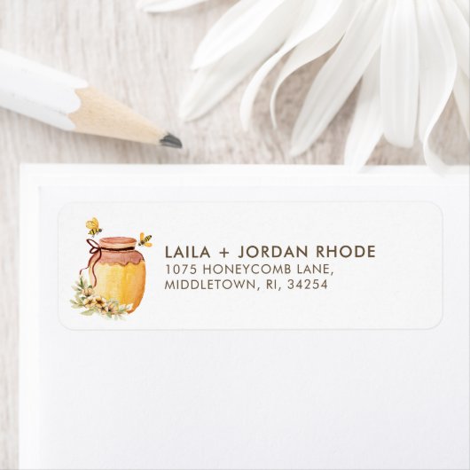 Honeycomb Bumblebee Baby shower Return Address Etiket (Insitu)