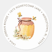Honeycomb Bumblebee Baby shower Return Address Ronde Sticker (Voorkant)