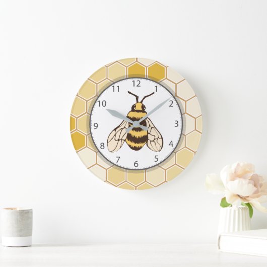 Honeycomb Bumblebee Gray Numbers Grote Klok (Huis)