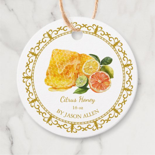 Honeycomb Citrus Geïnfundeerde Honey Hang Label (Voorkant)