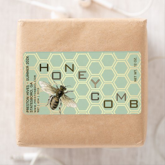 Honeycomb Containerlabel met Comb Honeybee Date Etiket (Insitu)
