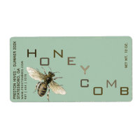 Honeycomb Containerlabel met Comb Honeybee Date