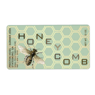 Honeycomb Containerlabel met Comb Honeybee Date Etiket