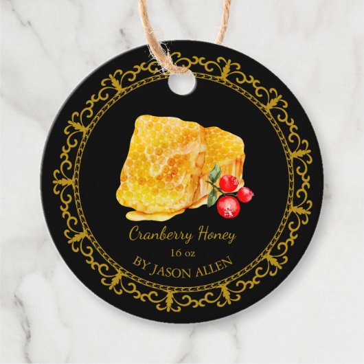 Honeycomb Cranberry Infused Honey Hang Label (Voorkant)