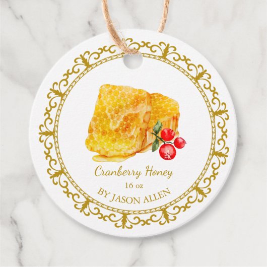 Honeycomb Cranberry Infused Honey Hang Label (Voorkant)