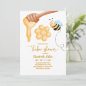 HoneyComb en Bee Baby shower Invitation Kaart (Staand voorkant)