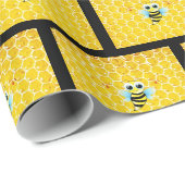 Honeycomb en Bumble Bee Yellow & Black Gift Wrap Cadeaupapier (Rol Hoek)