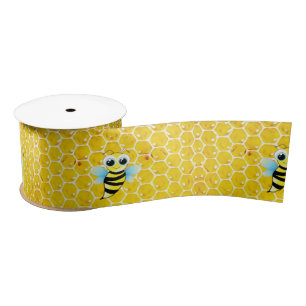 Honeycomb en Bumble Bee Yellow Ribbon Satijnen Lint