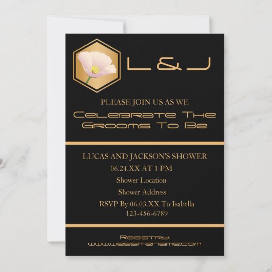 Honeycomb en Floral Wedding Shower Kaart (Voorkant)